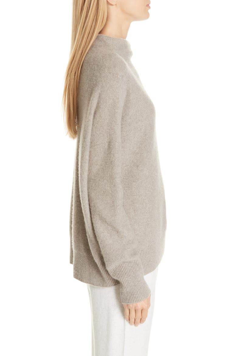 Funnel Neck Cashmere Sweater, Alternate, color, HEATHER TAUPE