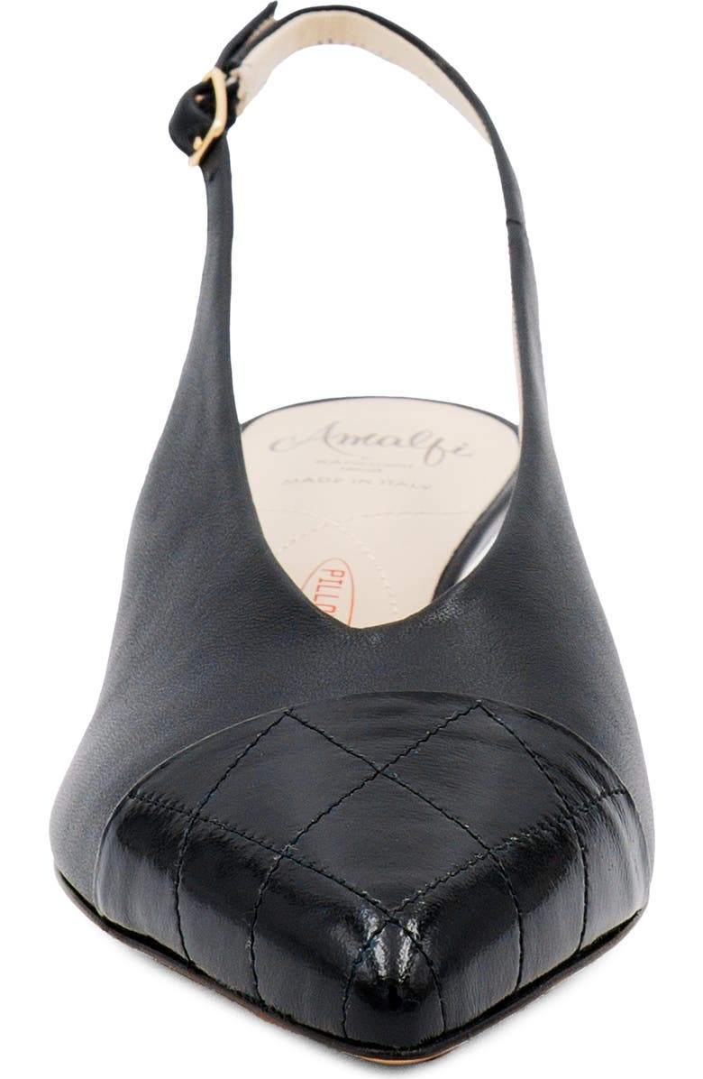 Amalfi by Rangoni Accento Slingback Pointed Cap Toe Kitten Heel Pump, Alternate, color, Black Etoile/ Black Soft Print