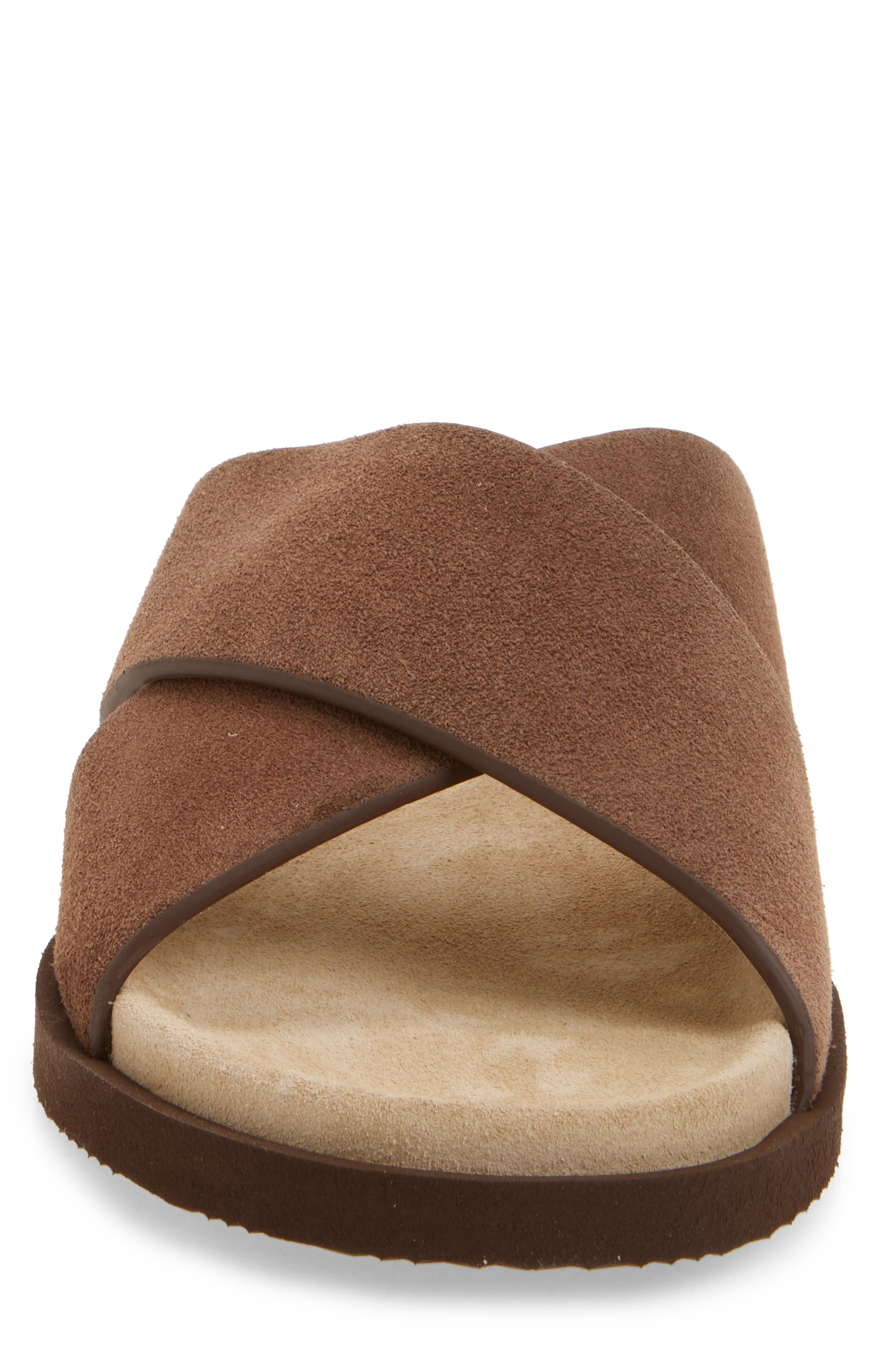 Brunello Cucinelli Cross Strap Slide Sandal, Alternate, color, Cay70 Tan Brown