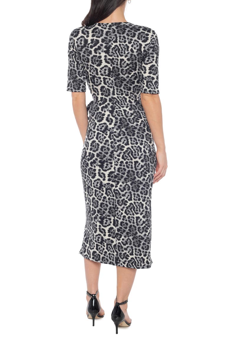 Short Sleeve Side Tie Midi Dress, Alternate, color, BLACK/ GREY