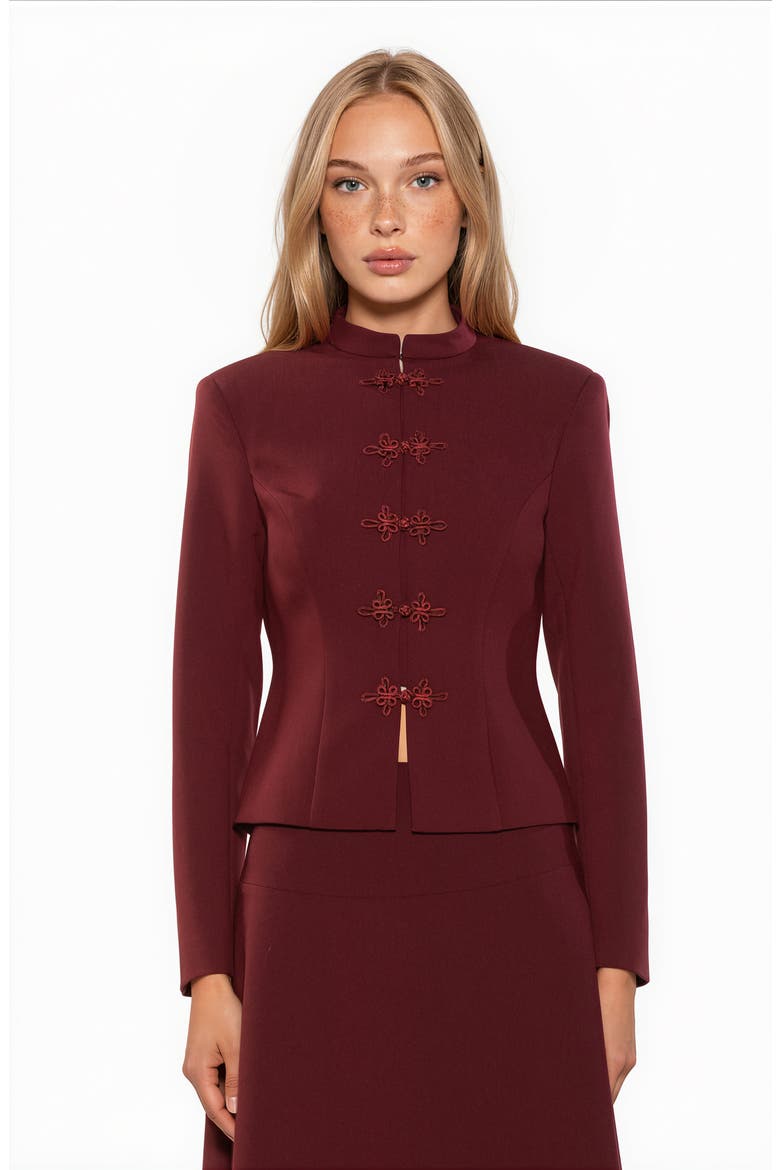 Moira Mandarin Collar Jacket, Alternate, color, BURGUNDY