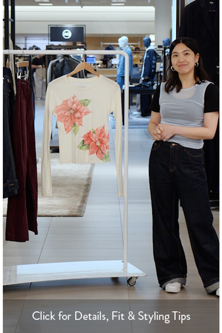 Poinsettia Long Sleeve Cotton Graphic T-Shirt video
