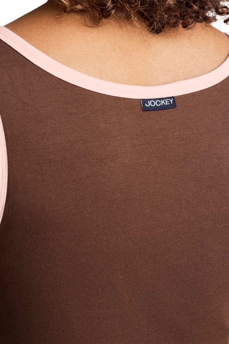 Women's Cotton Stretch Ruched Tank with Built-in Bra, Alternate, color, Coffee