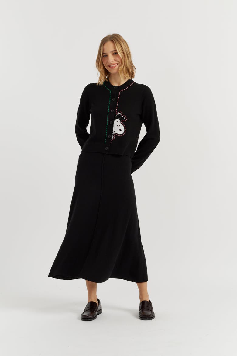 Wool-Cashmere Snoopy Peep Cardigan, Main, color, Black