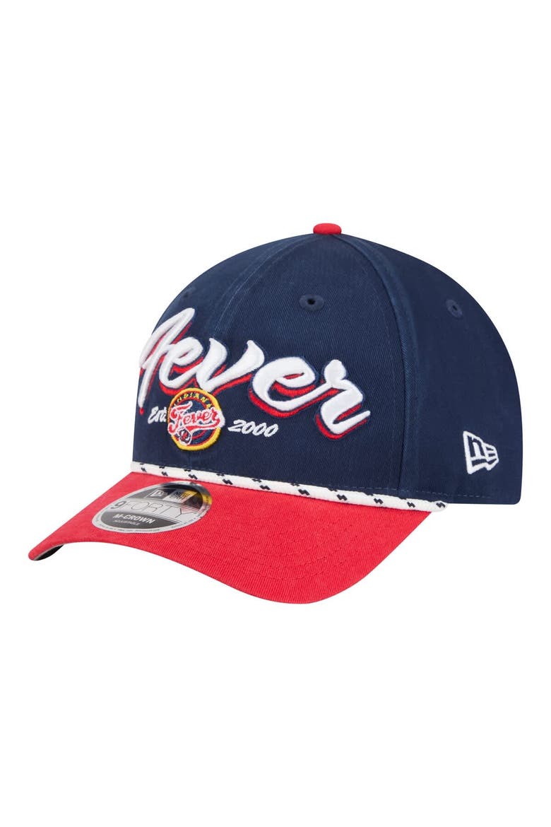 Unisex New Era  Navy/Red Indiana Fever Team Loyal Script Two-Tone M-Crown 9FORTY Adjustable Hat, Main, color, Navy