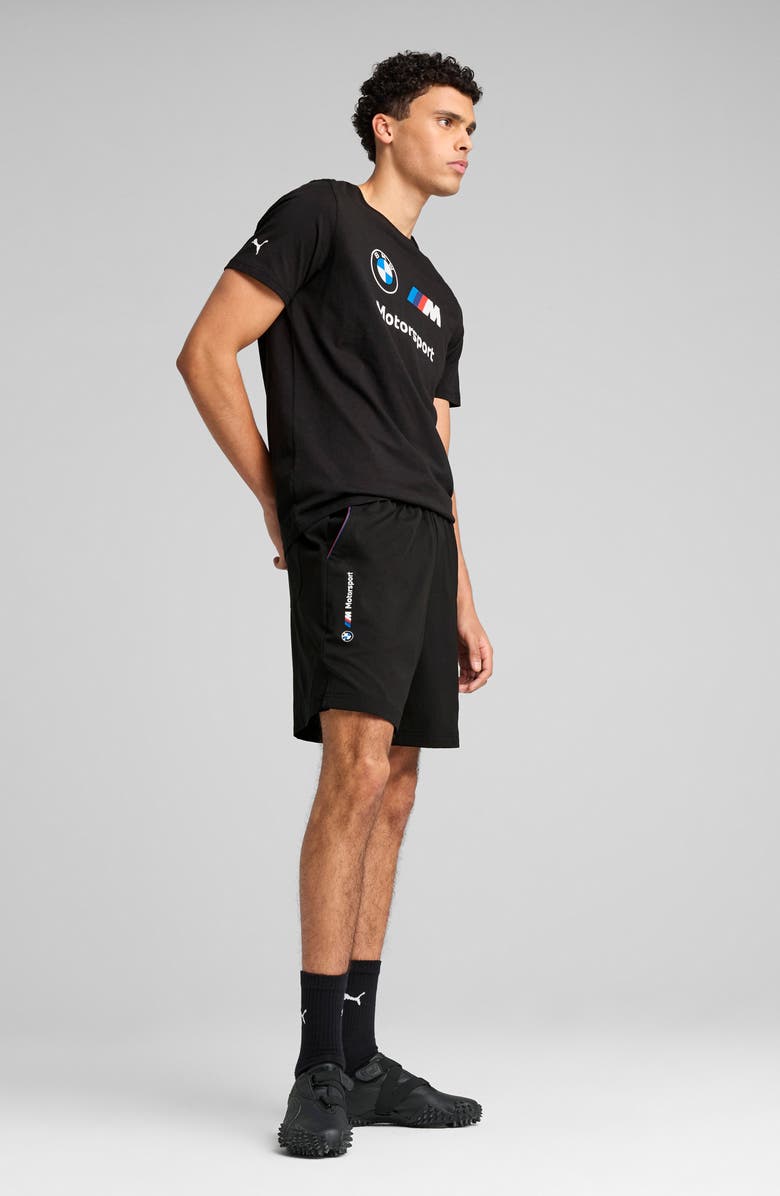 PUMA x BMW M Motorsport Essentials Graphic Shorts, Alternate, color, Puma Black