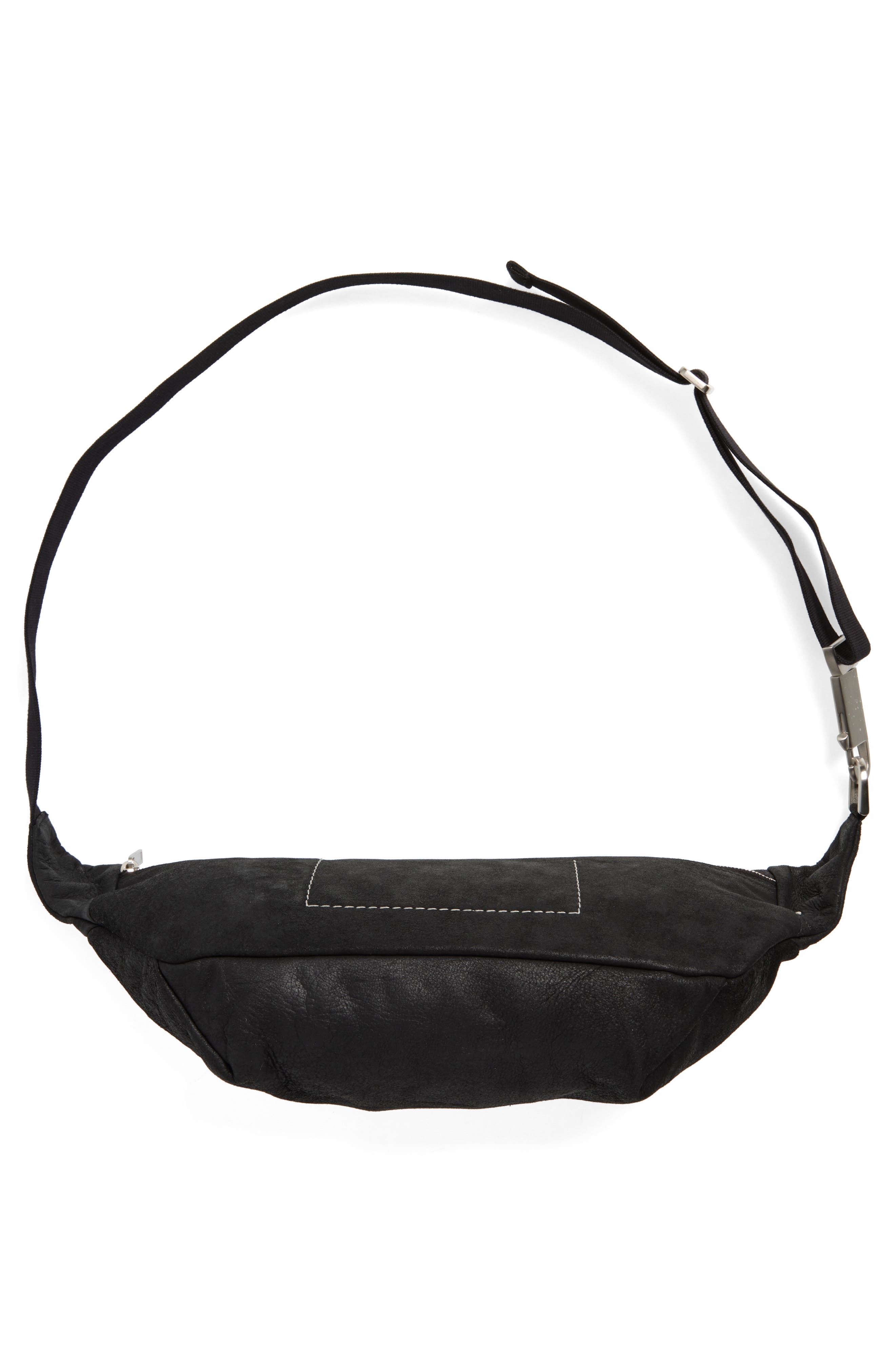 Rick Owens Geo Leather Belt Bag, Alternate, color, Black