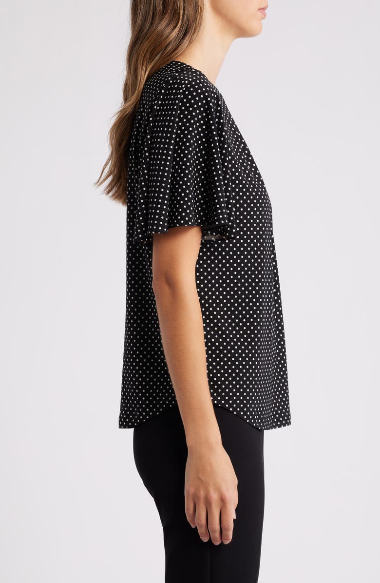 Anne Klein Polka Dot Pleat Neck Top, Alternate, color, 