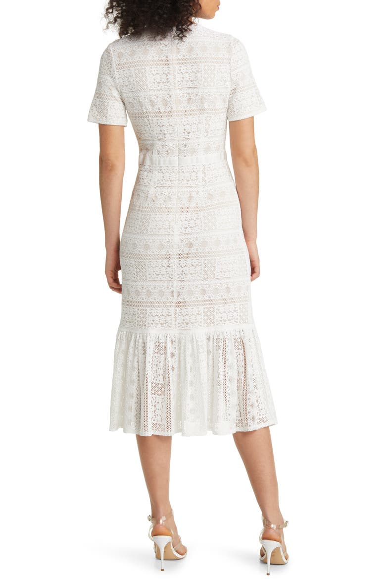 Stripe Lace Midi Dress (Nordstrom Exclusive), Alternate, color, LUCENT WHITE