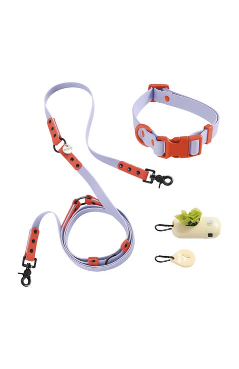 Luna 8FT Adjustable 6-in-1 Waterproof Hands-Free Leash and Collar with LED Flashlight, Bag Dispenser, and Poop Bag Holder