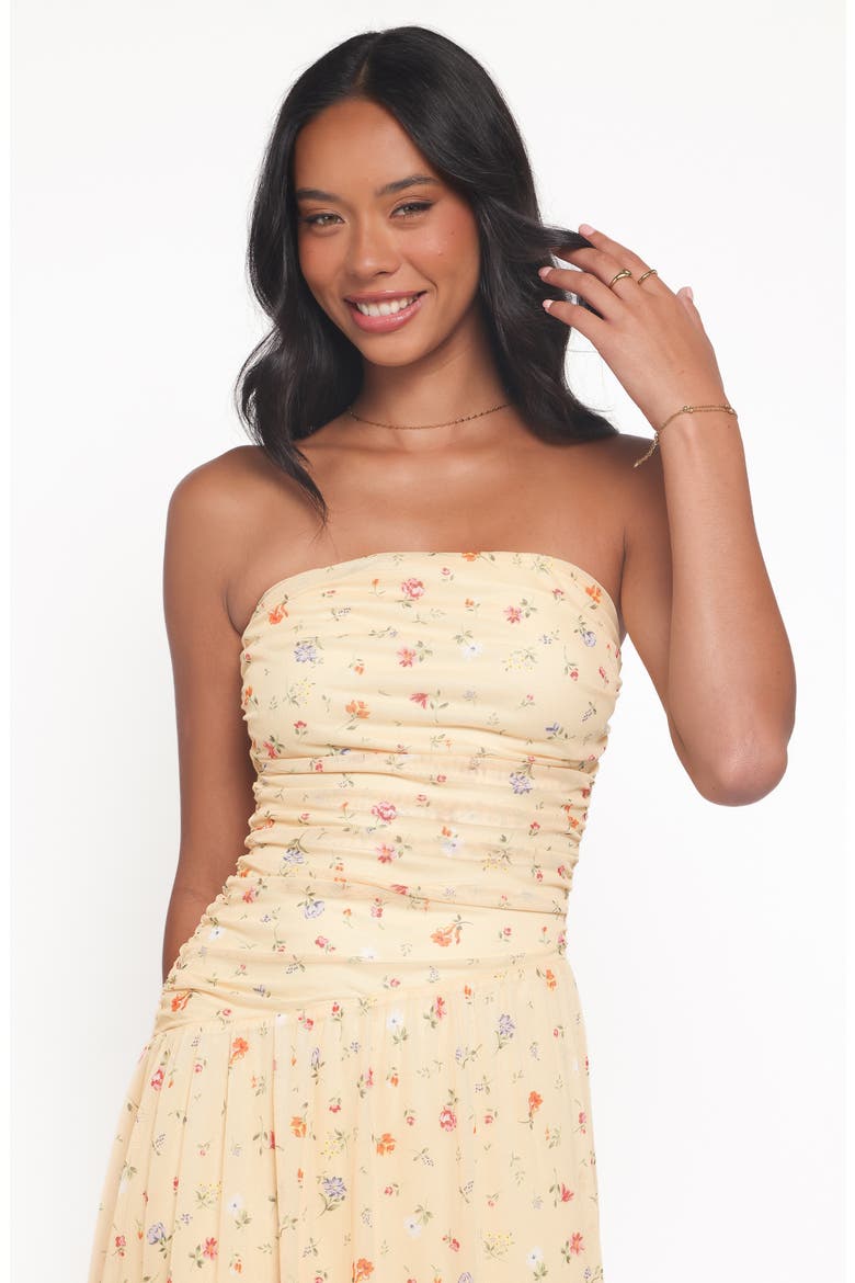 Calypso Floral Strapless Maxi Dress, Alternate, color, YELLOW MEADOW