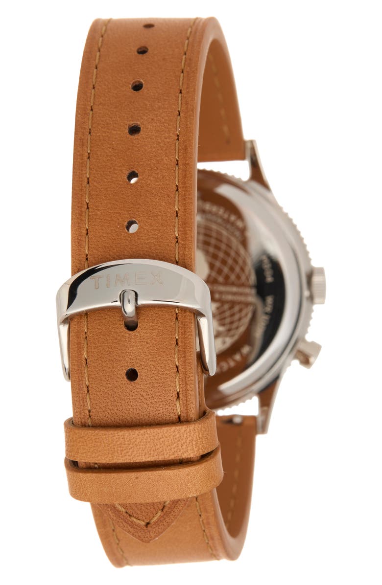 Timex<sup>®</sup> Waterbury Traditional GMT Quartz Leather Strap Watch, 39mm, Alternate, color, 