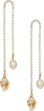 Ettika Shell & Freshwater Pearl Drop Earrings