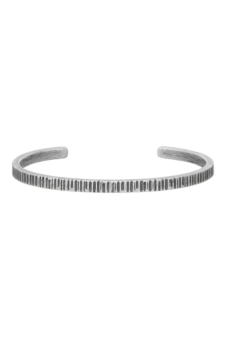 Men's Notched Cuff Bracelet, Main, color, SILVER