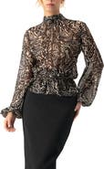 IVONNE High Neck See-Through Paisley Blouse