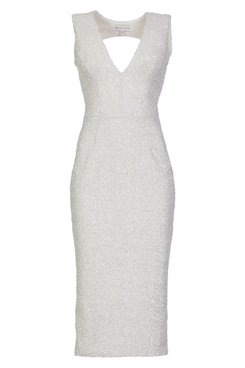 Rani Open Back Sequin Dress, Alternate, color, WHITE
