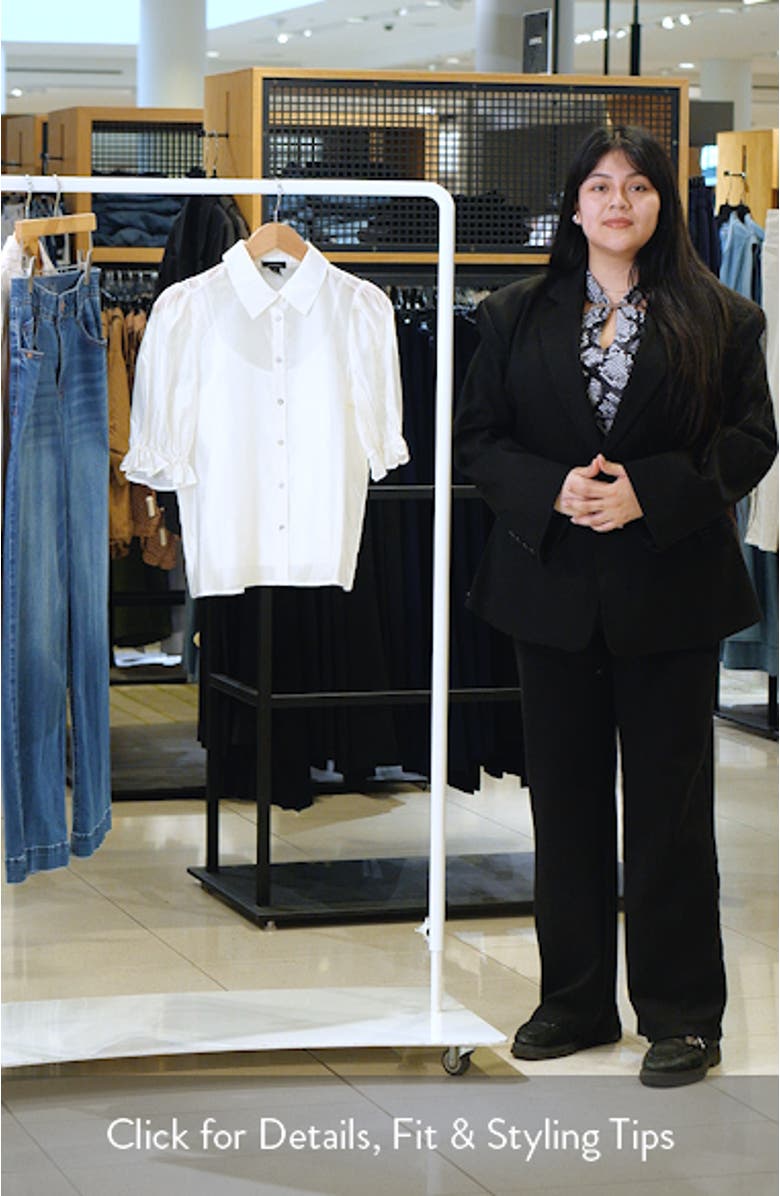 Puff Sleeve Semi Sheer Button-Up Top, sales video thumbnail