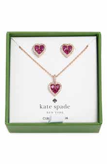 Kate Spade New York spell it out cubic zirconia heart pendant necklace & stud earrings set
