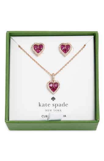 Kate Spade New York spell it out cubic zirconia heart pendant necklace & stud earrings set
