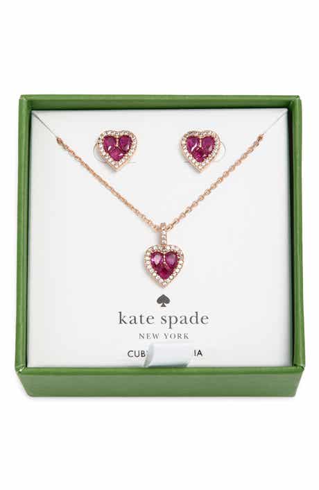 Kate Spade New York spell it out cubic zirconia heart pendant necklace & stud earrings set