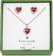 Kate Spade New York spell it out cubic zirconia heart pendant necklace & stud earrings set