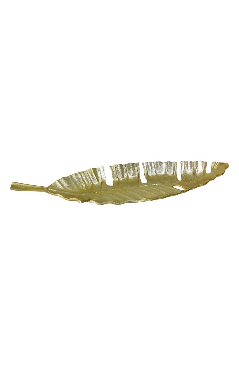 SAGEBROOK HOME 22" Goldtone Leaf Tray, Main, color,