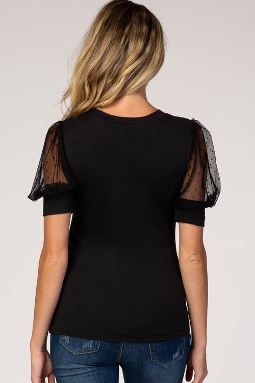 Pinkblush Mesh Sleeve Top In Black