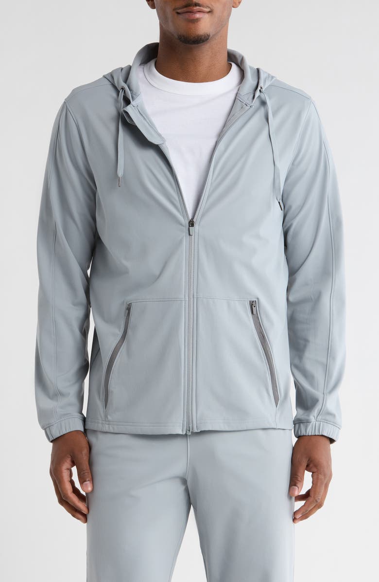 90 DEGREE BY REFLEX Warp Fleece Zip Hoodie, Main, color, Weathervane
