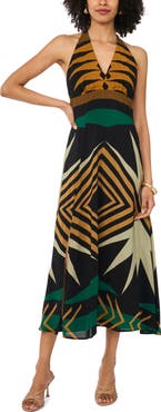 Vince Camuto Mixed Print Racerback Midi Dress
