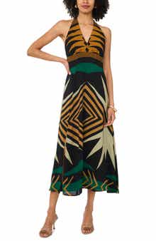Mixed Print Racerback Midi Dress