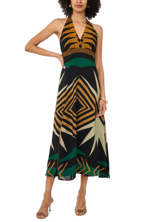 Mixed Print Racerback Midi Dress