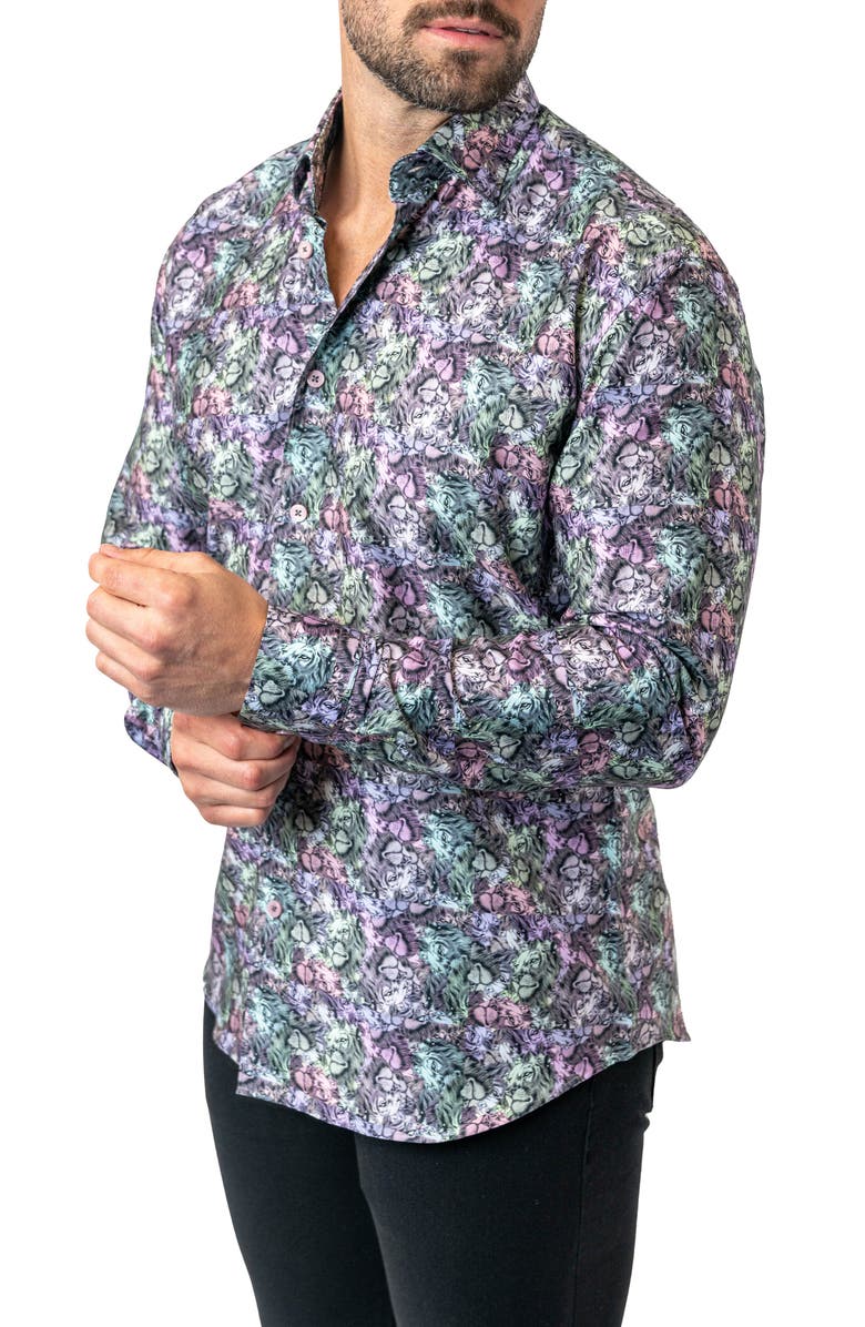 Maceoo Fibonacci Stretchlionmini Multi Performance Button-Up Shirt, Alternate, color, 