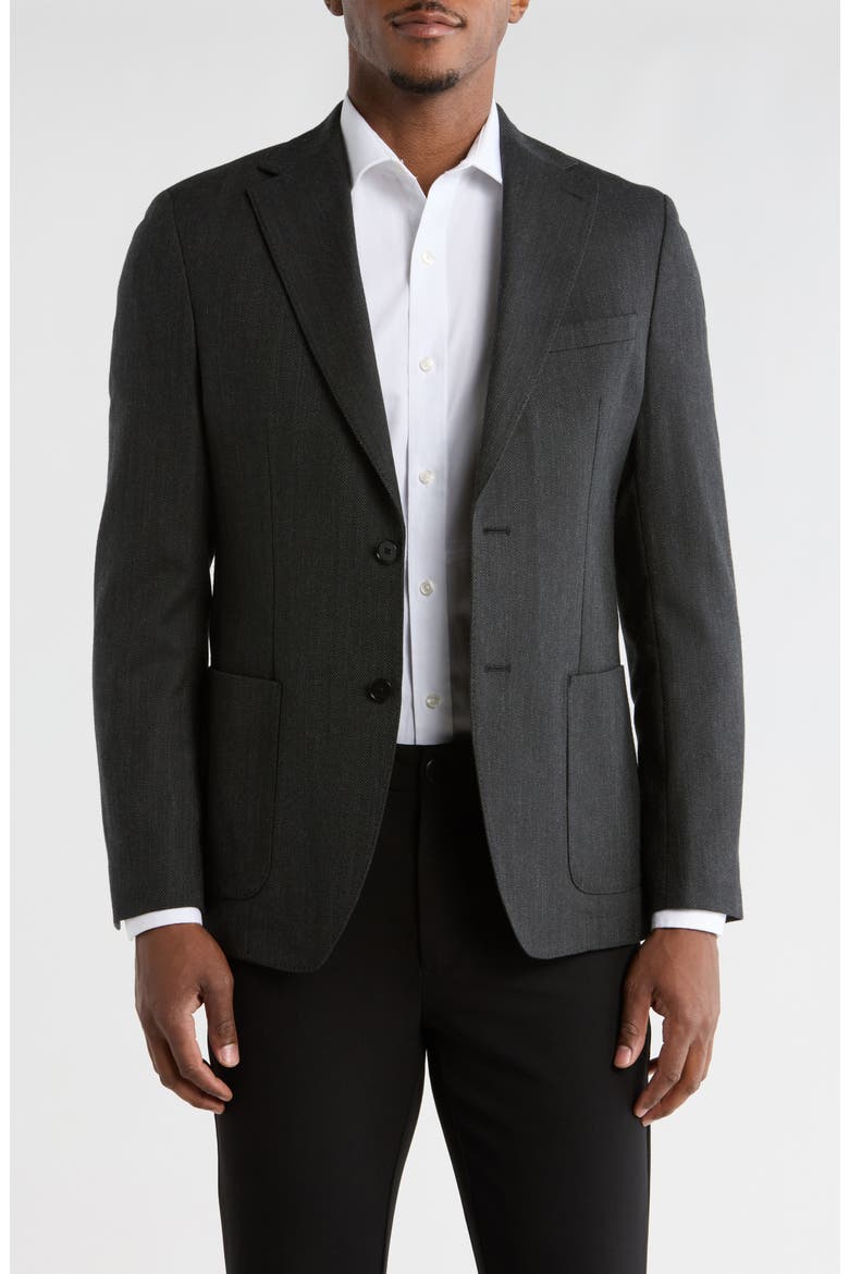 Herringbone Notch Lapel Sport Coat, Main, color, GREEN