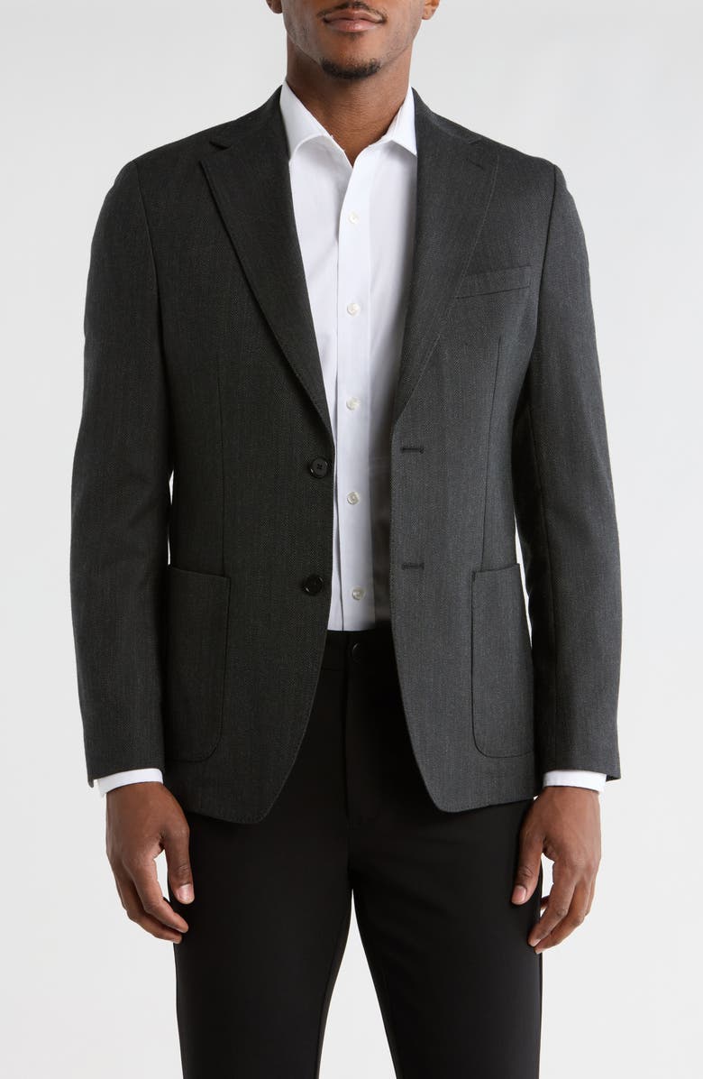 Calvin Klein Herringbone Notch Lapel Sport Coat, Main, color, Green