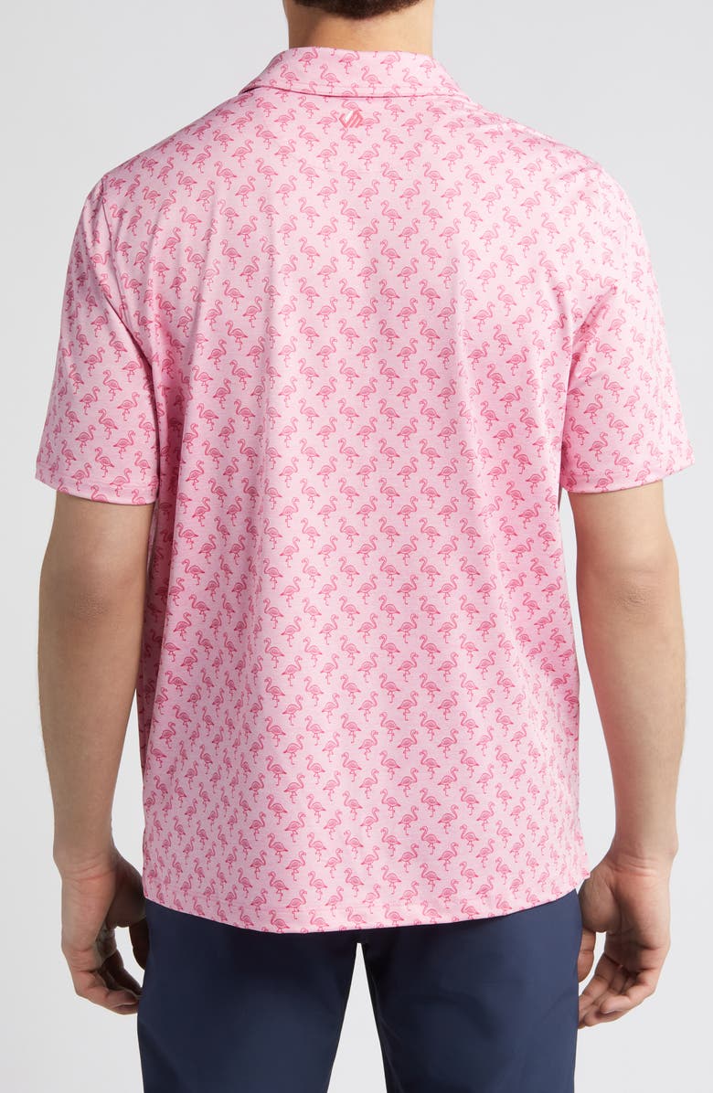 Johnston & Murphy XC4<sup>®</sup> Flamingo Print Performance Golf Polo, Alternate, color, 