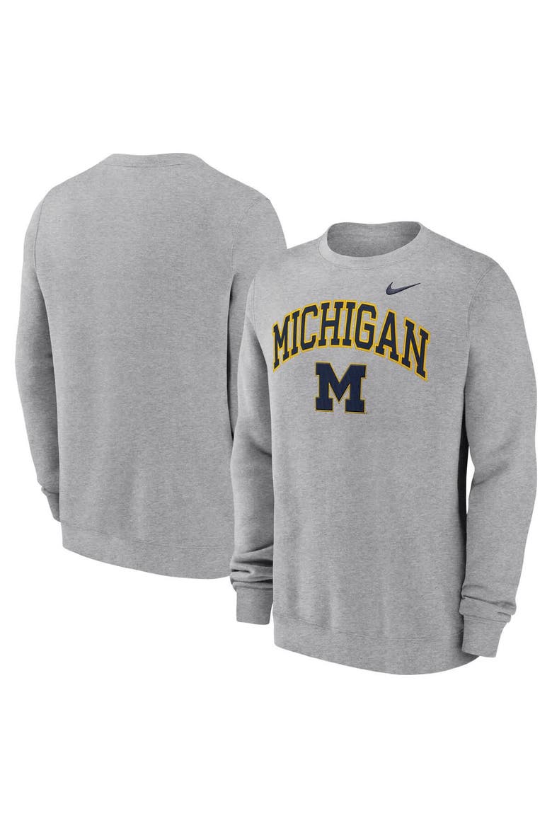 Men's Nike Gray Michigan Wolverines Arch Pullover Sweatshirt, Main, color, Gray