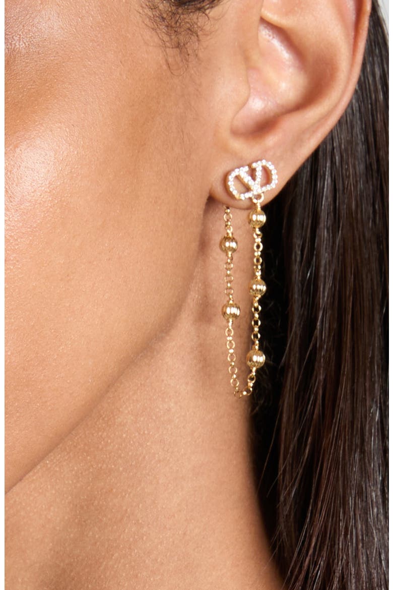 VLOGO Signature Front/Back Earrings, Alternate, color, GOLD