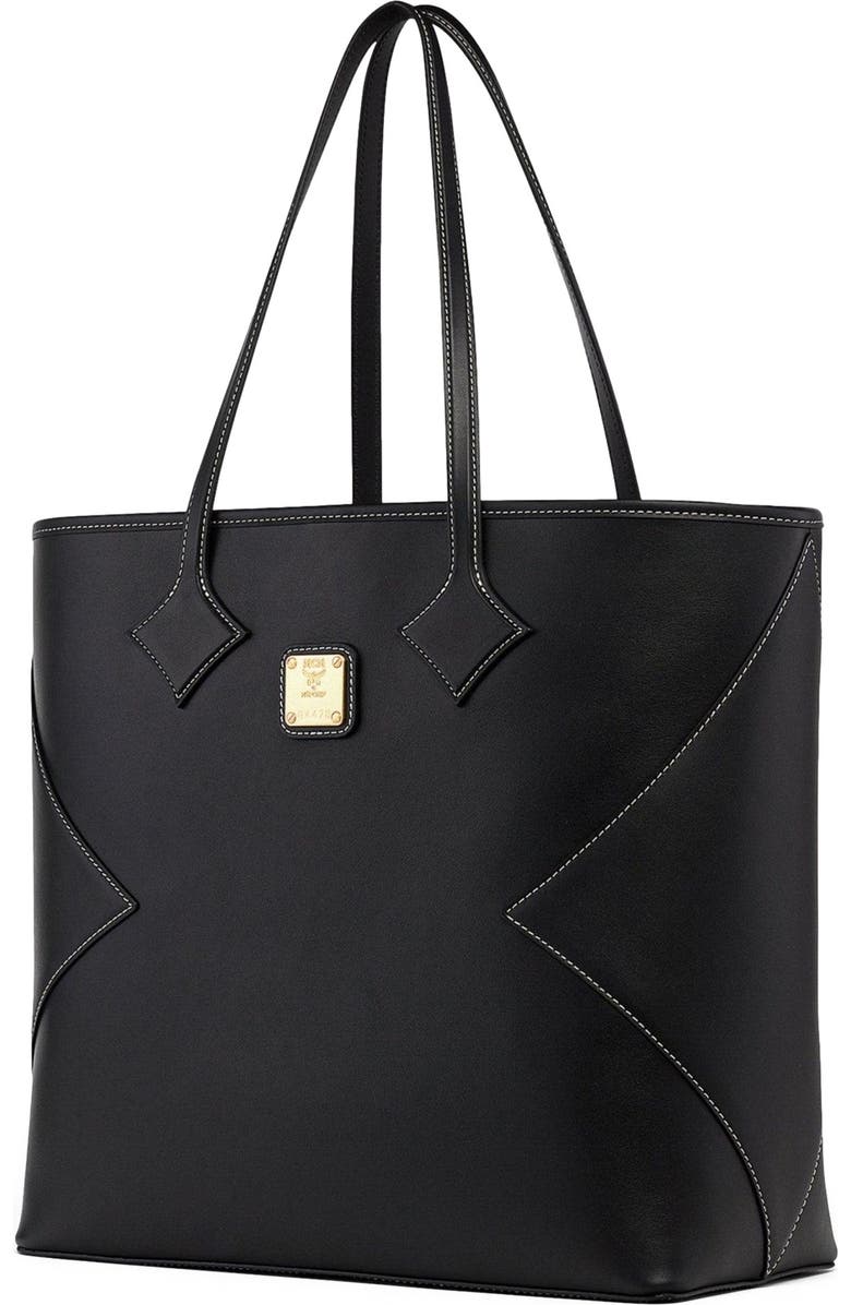 MCM Large Dia Shopper in Calfskin Leather, Alternate, color, Black