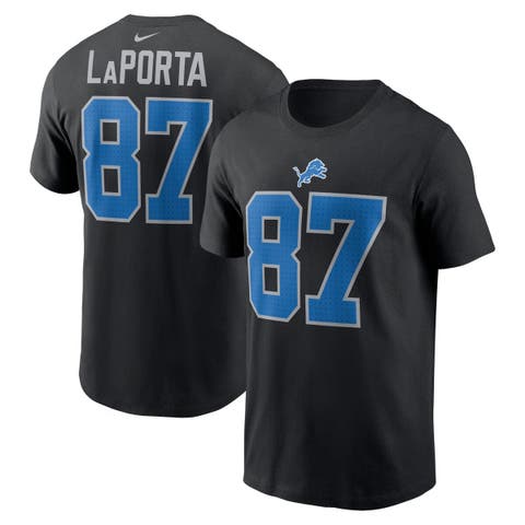 Men's Nike Sam LaPorta Black Detroit Lions Name & Number T-Shirt