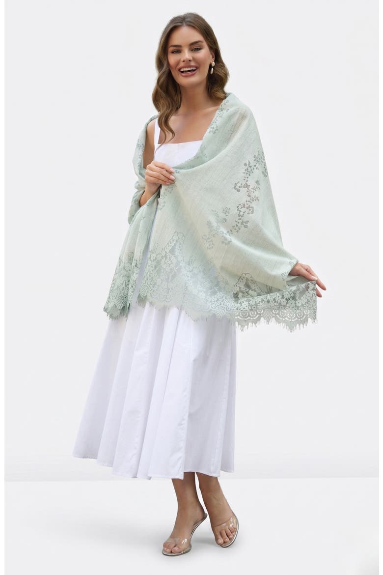 Lace Embellished Scarf, Alternate, color, MINT
