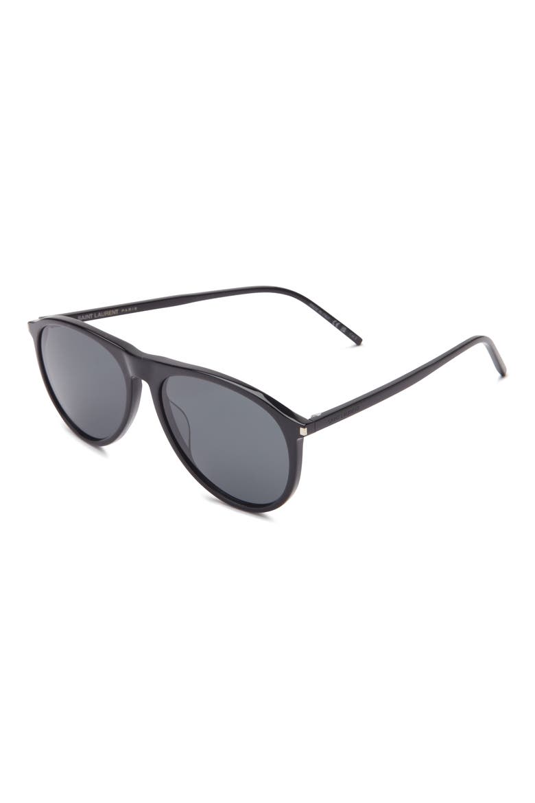 56mm Aviator Sunglasses, Alternate, color, BLACK BLACK BLACK