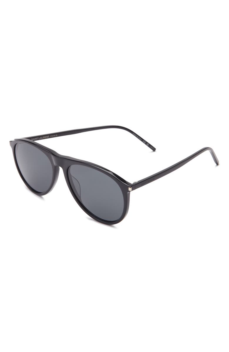Saint Laurent 56mm Aviator Sunglasses, Alternate, color, Black Black Black