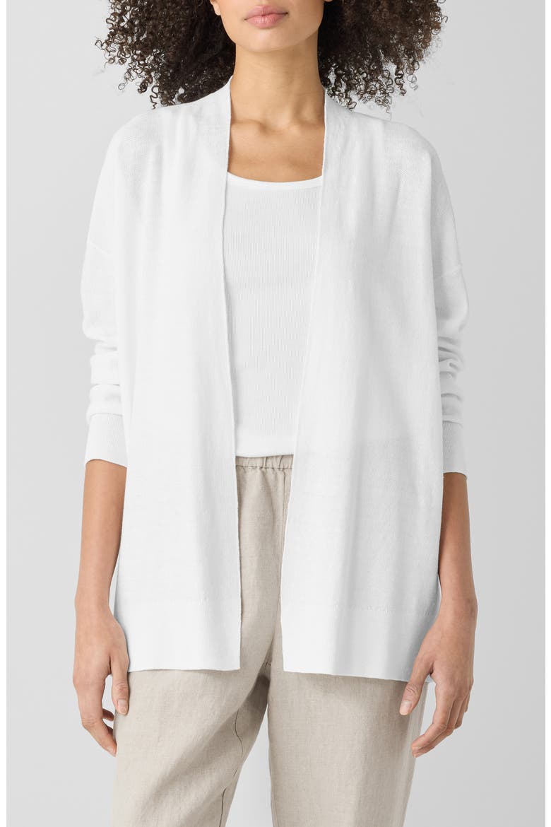 Organic Linen Blend Open Front Cardigan, Main, color, WHITE