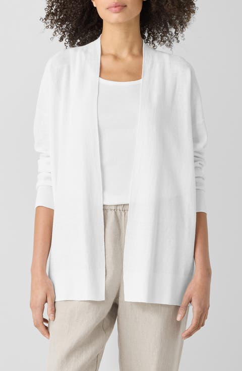 Organic Linen Blend Open Front Cardigan (Regular & Petite)