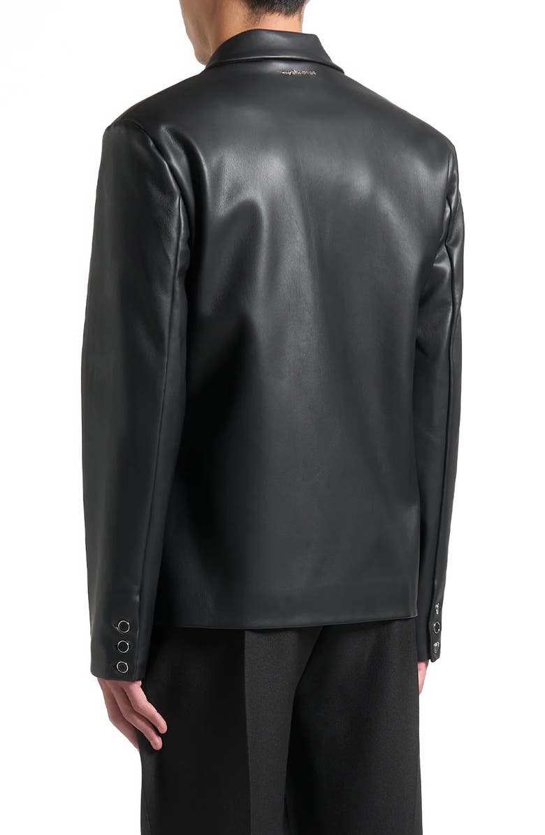 Manière De Voir Didier Double Breasted Leather Suit Jacket, Alternate, color, 