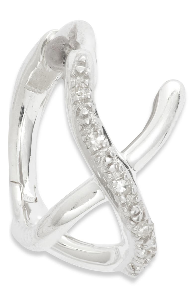 Monica Vinader Riva Crisscross Diamond Hoop Earrings, Alternate, color, Sterling Silver