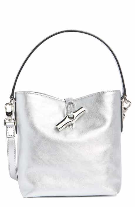 Longchamp Le Roseau Metallic Leather Bucket Bag