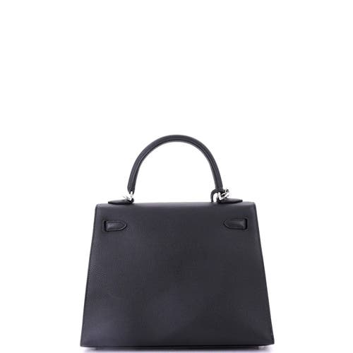 Pre-owned Hermes Hermes Kelly Handbag Black Epsom With Palladium Hardware 25 In Black