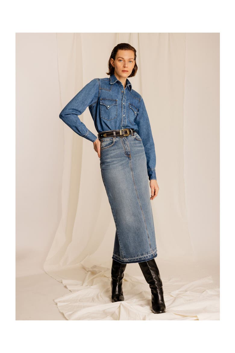 Jorgy Stone Wash Denim Skirt, Alternate, color, D420