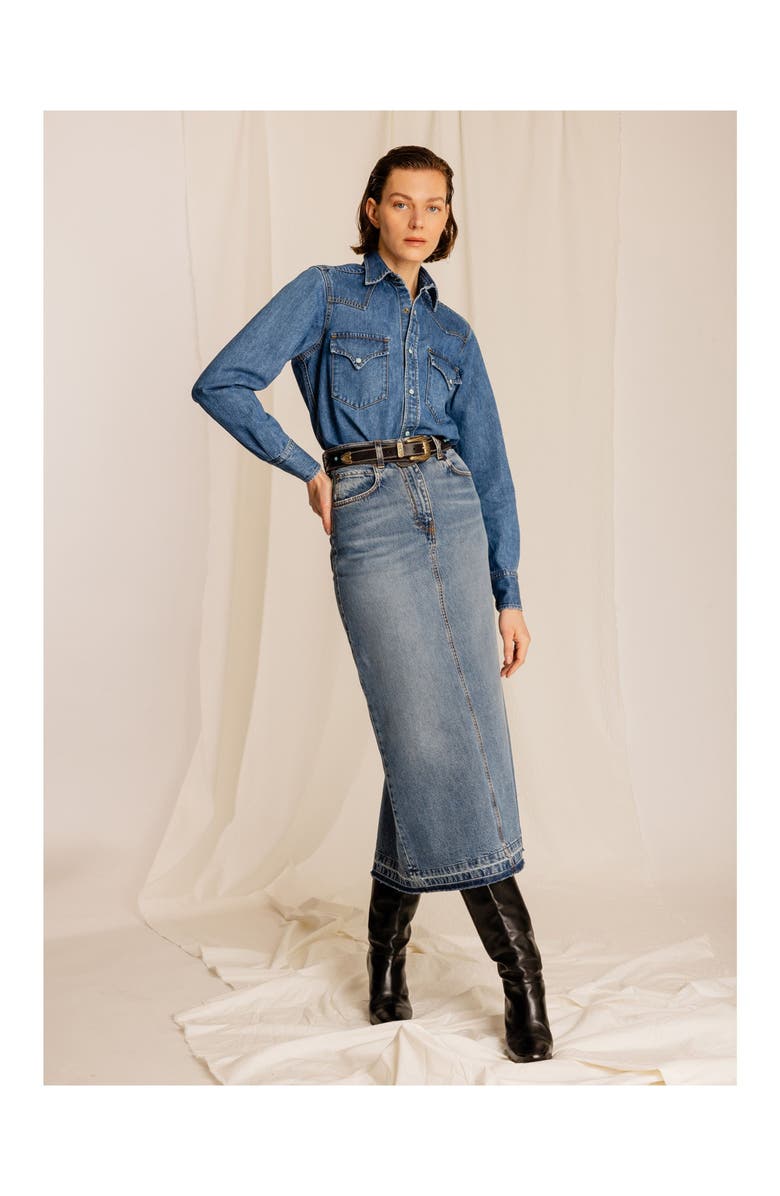 Fortela Jorgy Stone Wash Denim Skirt, Alternate, color, D420